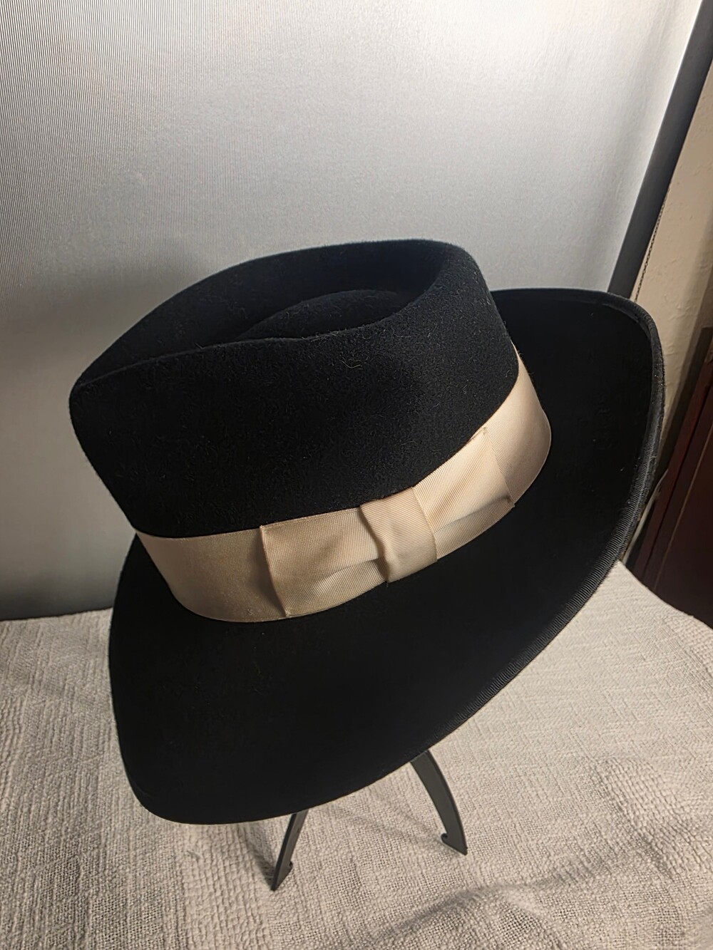 Vintage Mob Bollman Hat Black Zoot Suit Fedora 100% Wool Hat Size L Made in USA